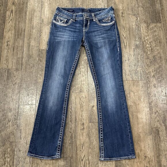 Vigoss NEW YORK SLIM BOOT Cut Size 7/8 Blue Mid Rise Jeans Denim Pants 31x30 - Picture 8 of 13